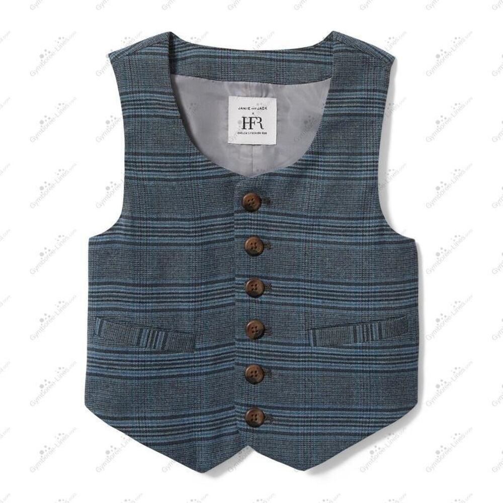 JANIE and Jack Boy Kid RICHFRESH PLAID SUIT VEST Blue 6 A000956